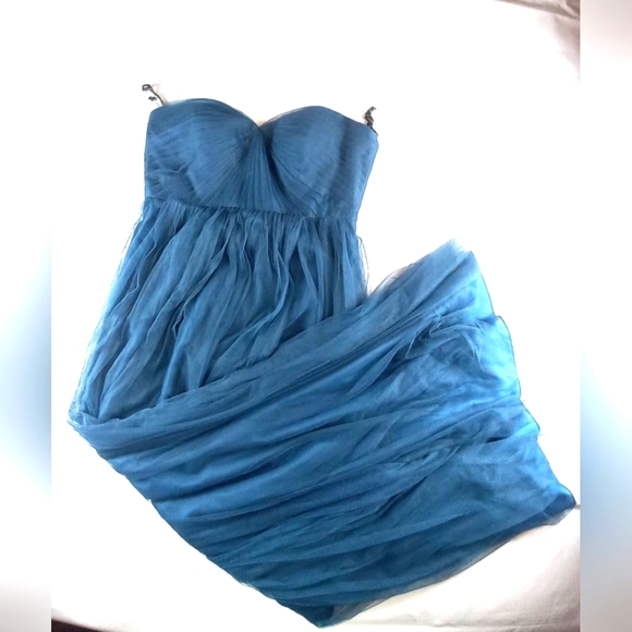 Jenny Yoo Teal One-Shoulder Maxi Dress - Picture 2 of 11